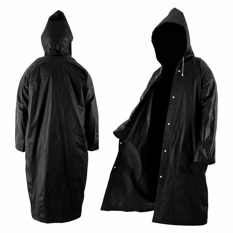 Waterproof Raincoat Jacket Mens Womens Long Hooded Rainwear Eva Rain Coat Au V528-RAINCOAT-BLACK-136741