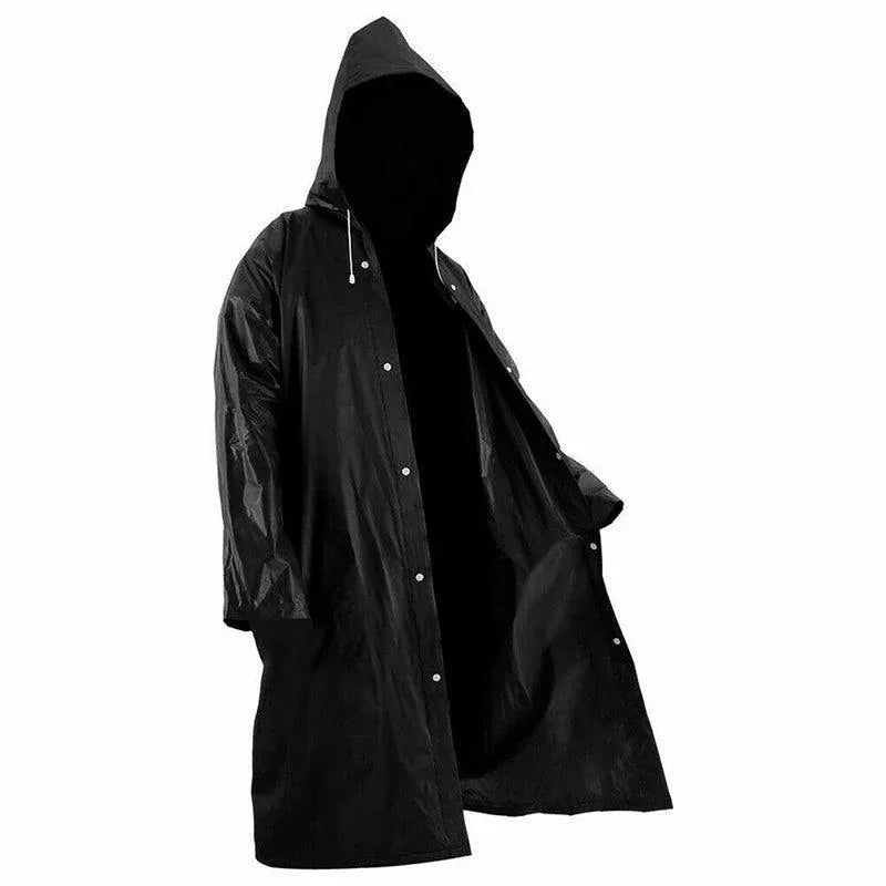 Waterproof Raincoat Jacket Mens Womens Long Hooded Rainwear Eva Rain Coat Au V528-RAINCOAT-BLACK-136741