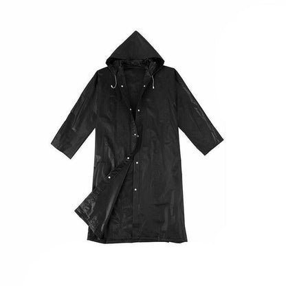 Waterproof Raincoat Jacket Mens Womens Long Hooded Rainwear Eva Rain Coat Au V528-RAINCOAT-BLACK-136741