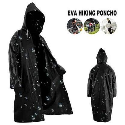 Waterproof Raincoat Jacket Mens Womens Long Hooded Rainwear Eva Rain Coat Au V528-RAINCOAT-BLACK-136741