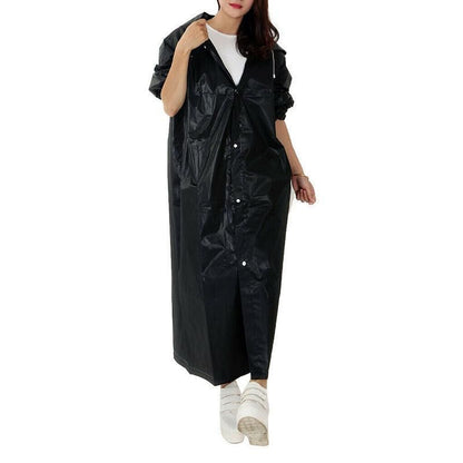 Waterproof Raincoat Jacket Mens Womens Long Hooded Rainwear Eva Rain Coat Au V528-RAINCOAT-BLACK-136741