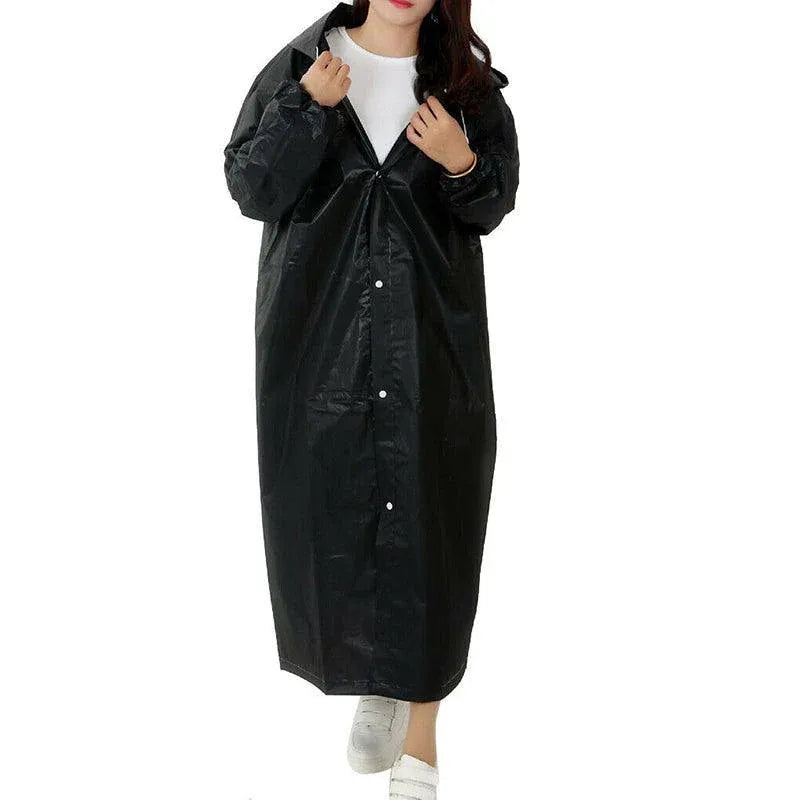 Waterproof Raincoat Jacket Mens Womens Long Hooded Rainwear Eva Rain Coat Au V528-RAINCOAT-BLACK-136741
