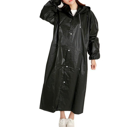 Waterproof Raincoat Jacket Mens Womens Long Hooded Rainwear Eva Rain Coat Au V528-RAINCOAT-BLACK-136741