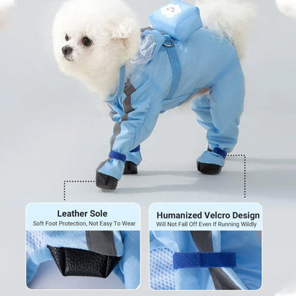 Waterproof Dog Raincoat with Feet Full Coverage Pet Rainy Clothes for Small Dogs - Blue - M V528-RAINCOAT-BLUE-M-737760