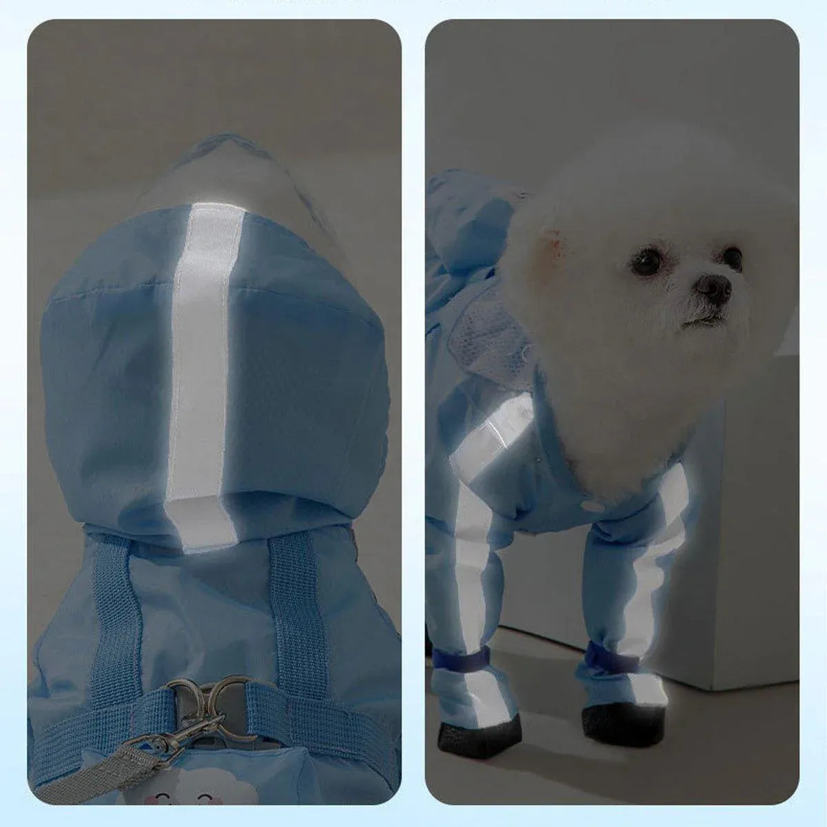 Waterproof Dog Raincoat with Feet Full Coverage Pet Rainy Clothes for Small Dogs - Blue - M V528-RAINCOAT-BLUE-M-737760