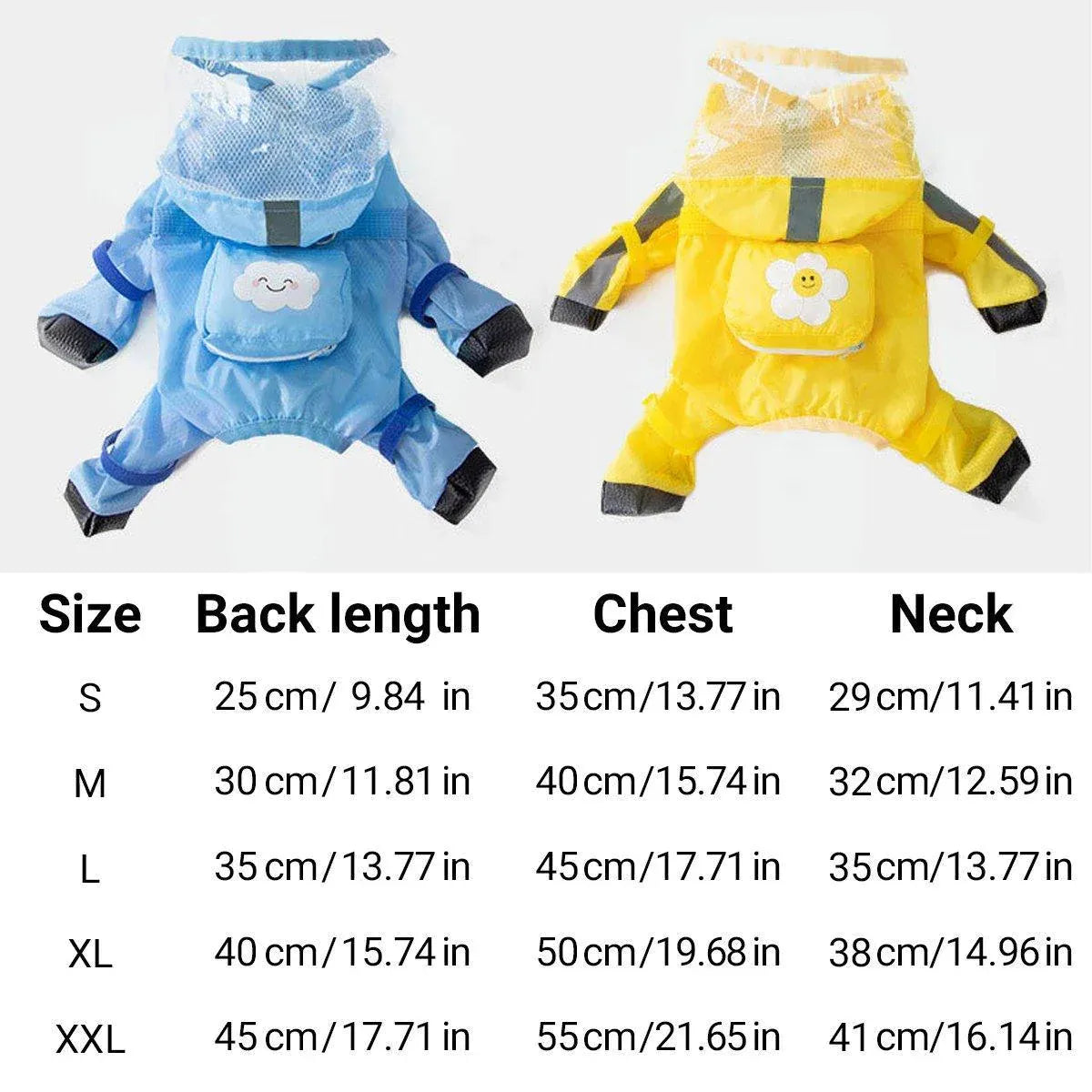 Waterproof Dog Raincoat with Feet Full Coverage Pet Rainy Clothes for Small Dogs - Blue - M V528-RAINCOAT-BLUE-M-737760