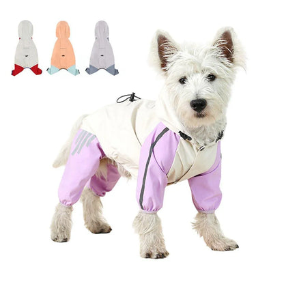 Waterproof Four Foot Dog Raincoat for Small Medium Large Dogs Pet Rainy Day Coat - Light Gray+Dark Grey - XXL V528-RAINCOAT-H-XXL-497083