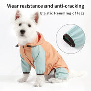 Waterproof Four Foot Dog Raincoat for Small Medium Large Dogs Pet Rainy Day Coat - Light Gray+Dark Grey - XXL V528-RAINCOAT-H-XXL-497083