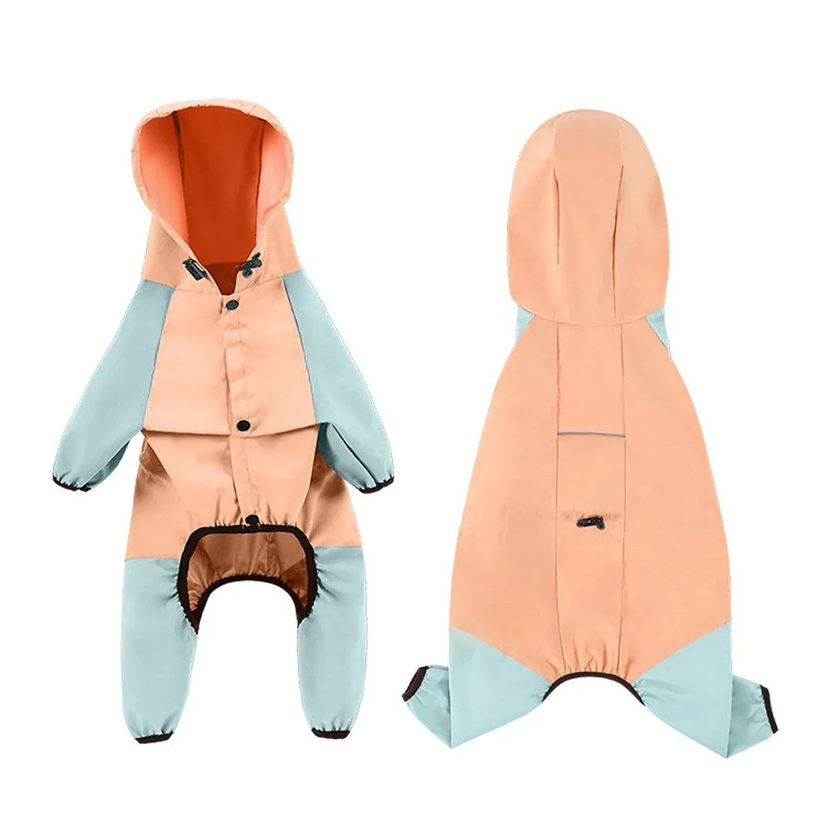Waterproof Four Foot Dog Raincoat for Small Medium Large Dogs Pet Rainy Day Coat - Light Gray+Dark Grey - XXL V528-RAINCOAT-H-XXL-497083