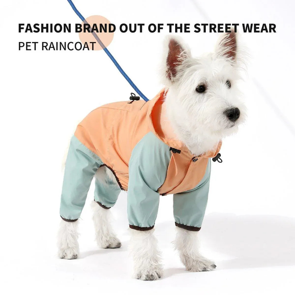 Waterproof Four Foot Dog Raincoat for Small Medium Large Dogs Pet Rainy Day Coat - Light Gray+Dark Grey - XXL V528-RAINCOAT-H-XXL-497083
