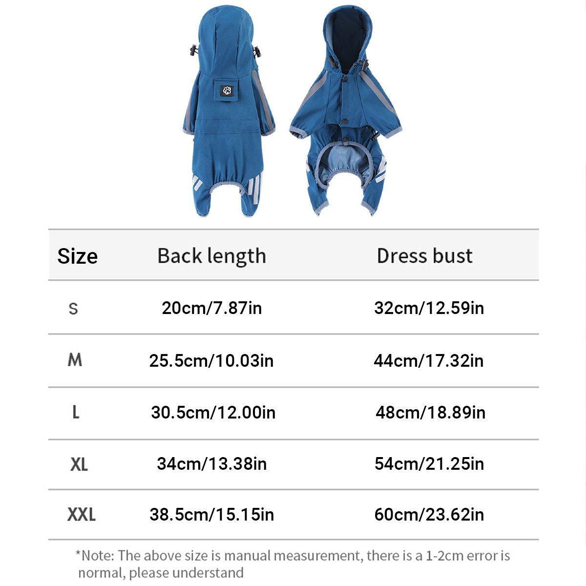 Waterproof Four Corner Pet Raincoats In Large Medium And Small Sizes Are Suitable For Dogs - Blue - M V528-RAINCOAT-LH-M-634670