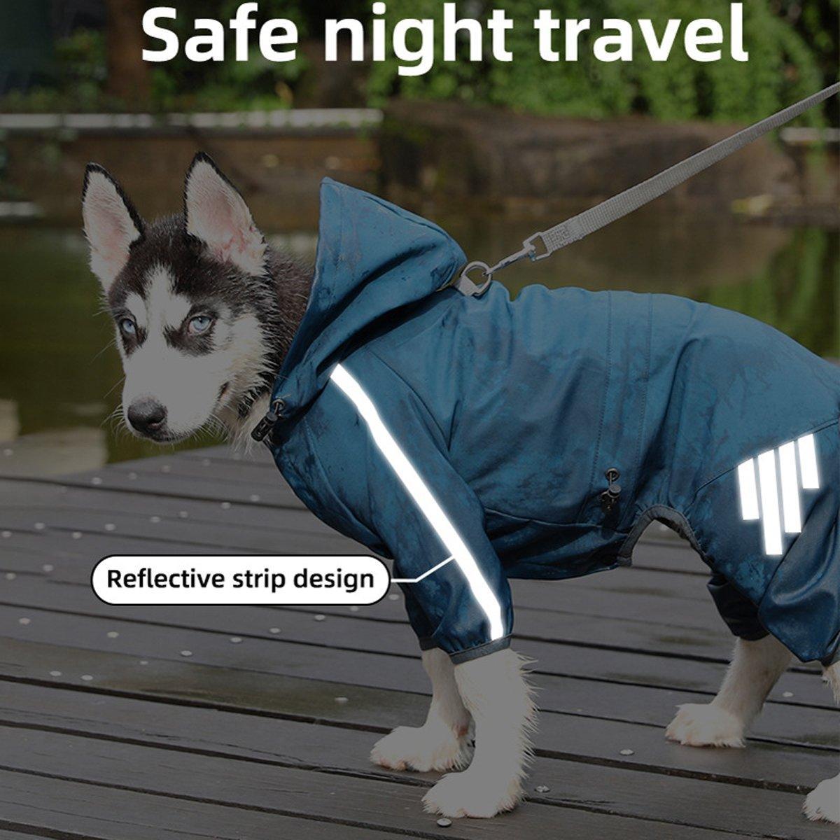 Waterproof Four Corner Pet Raincoats In Large Medium And Small Sizes Are Suitable For Dogs - Blue - XL V528-RAINCOAT-LH-XL-694708