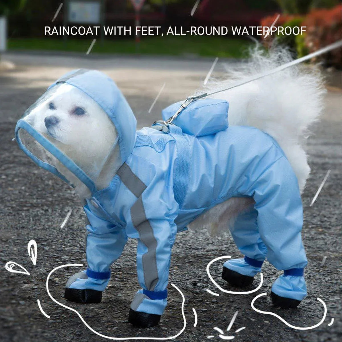 Waterproof Dog Raincoat with Feet Full Coverage Pet Rainy Clothes for Small Dogs - Yellow - M V528-RAINCOAT-YELLOW-M-776614