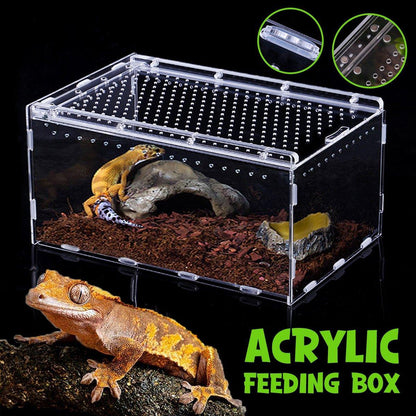 Clear Pet Box Slide Lid Reptile Breeding Habitat Panoramic View Terrarium V528-RAISING-BOX-731756