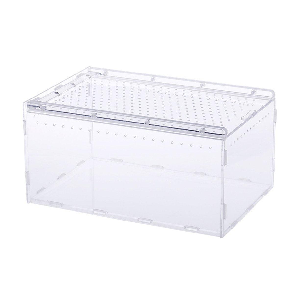 Clear Pet Box Slide Lid Reptile Breeding Habitat Panoramic View Terrarium V528-RAISING-BOX-731756