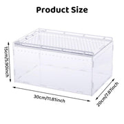 Clear Pet Box Slide Lid Reptile Breeding Habitat Panoramic View Terrarium V528-RAISING-BOX-731756