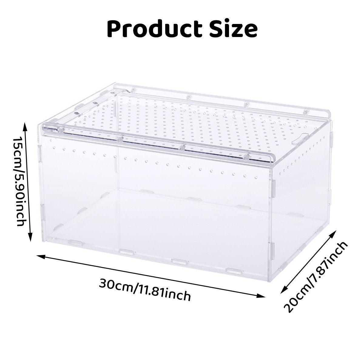 Clear Pet Box Slide Lid Reptile Breeding Habitat Panoramic View Terrarium V528-RAISING-BOX-731756