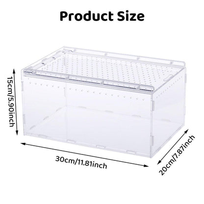 Clear Pet Box Slide Lid Reptile Breeding Habitat Panoramic View Terrarium V528-RAISING-BOX-731756