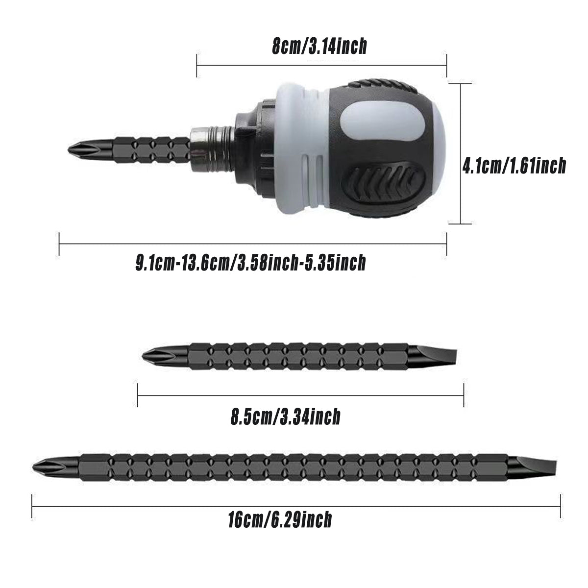 Ratchet Screwdriver Set with Sleeve Dual Head Screwdriver Expansion Cross Bits - 22-in-1 V528-RATCHET-SCREWDRIVER-22PCS-567521