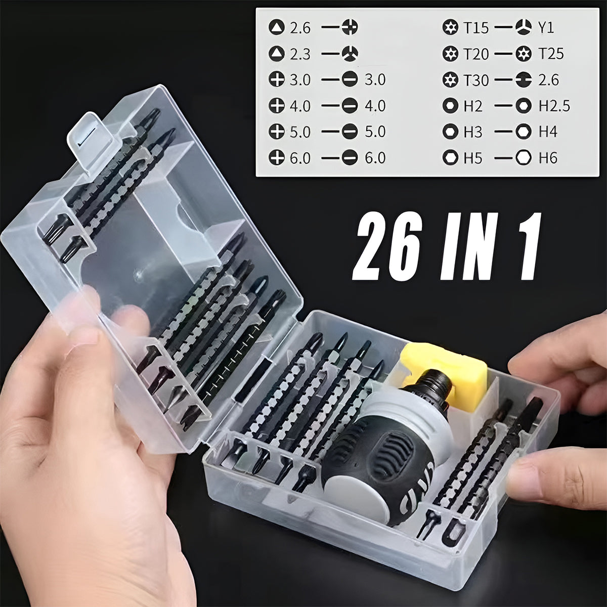 Ratchet Screwdriver Set with Sleeve Dual Head Screwdriver Expansion Cross Bits - 34-in-1 V528-RATCHET-SCREWDRIVER-34PCS-539044