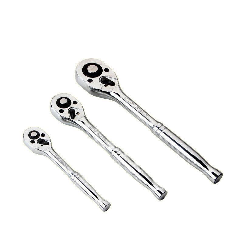 Quick Release Ratchet Handle 1/4 inch 3/8 inch 1/2 inch Drive Reversible Socket Wrench - 16x245x42mm