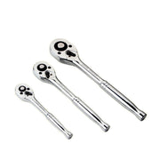 Quick Release Ratchet Handle 1/4 inch 3/8 inch 1/2 inch Drive Reversible Socket Wrench - 14x195x32mm