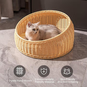 Rattan Cat Nest Four Seasons Open Cat House Summer Bed for Cats Pet Supplies - Coffee V528-RATTAN-NEST-COFFEE-179161