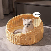 Rattan Cat Nest Four Seasons Open Cat House Summer Bed for Cats Pet Supplies - Coffee V528-RATTAN-NEST-COFFEE-179161