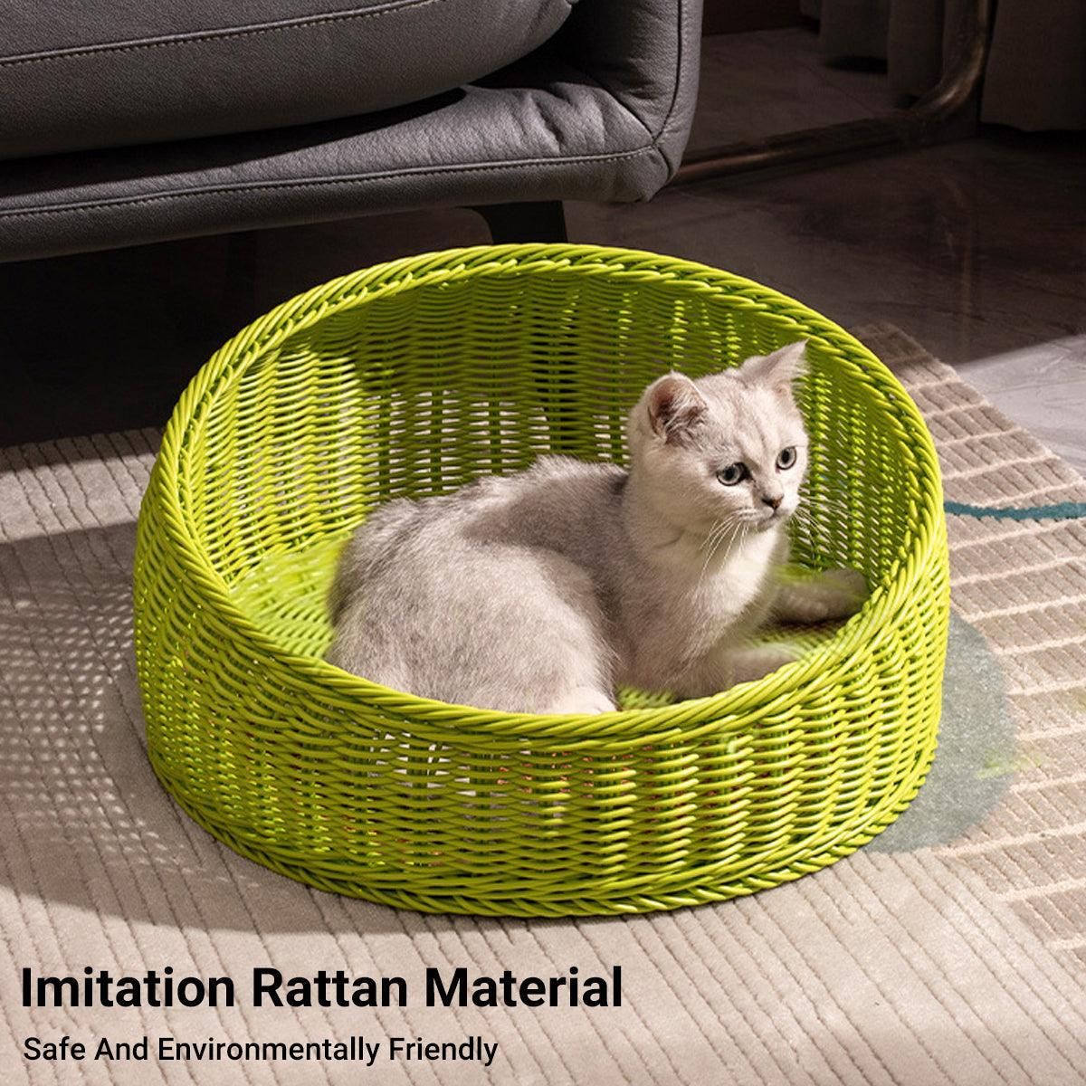 Rattan Cat Nest Four Seasons Open Cat House Summer Bed for Cats Pet Supplies - Coffee V528-RATTAN-NEST-COFFEE-179161