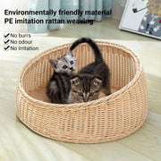 Rattan Cat Nest Four Seasons Open Cat House Summer Bed for Cats Pet Supplies - Coffee V528-RATTAN-NEST-COFFEE-179161