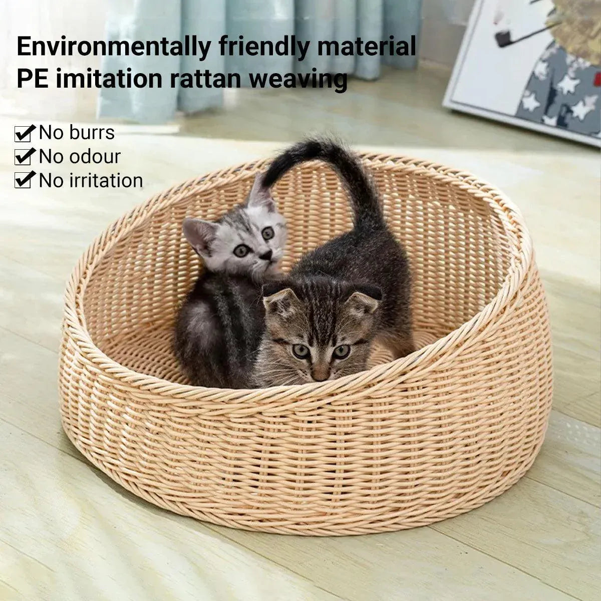 Rattan Cat Nest Four Seasons Open Cat House Summer Bed for Cats Pet Supplies - Coffee V528-RATTAN-NEST-COFFEE-179161