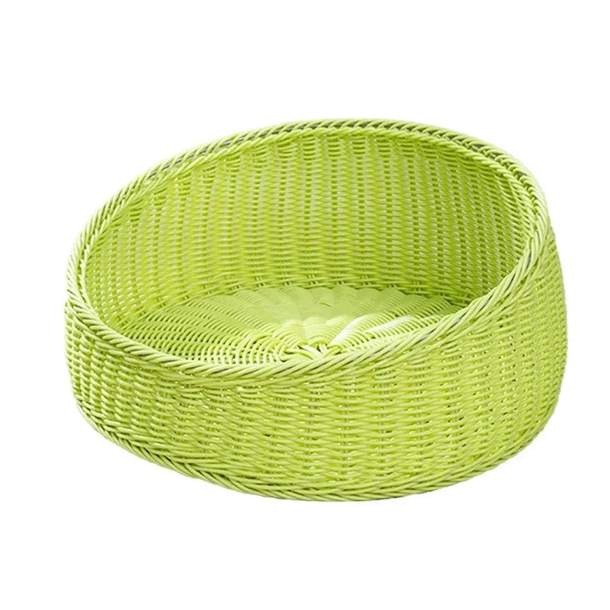 Rattan Cat Nest Four Seasons Open Cat House Summer Bed for Cats Pet Supplies - Green V528-RATTAN-NEST-GREEN-805852
