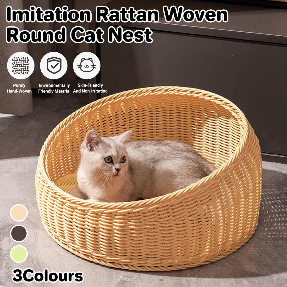 Rattan Cat Nest Four Seasons Open Cat House Summer Bed for Cats Pet Supplies - Green V528-RATTAN-NEST-GREEN-805852