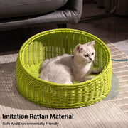Rattan Cat Nest Four Seasons Open Cat House Summer Bed for Cats Pet Supplies - Green V528-RATTAN-NEST-GREEN-805852