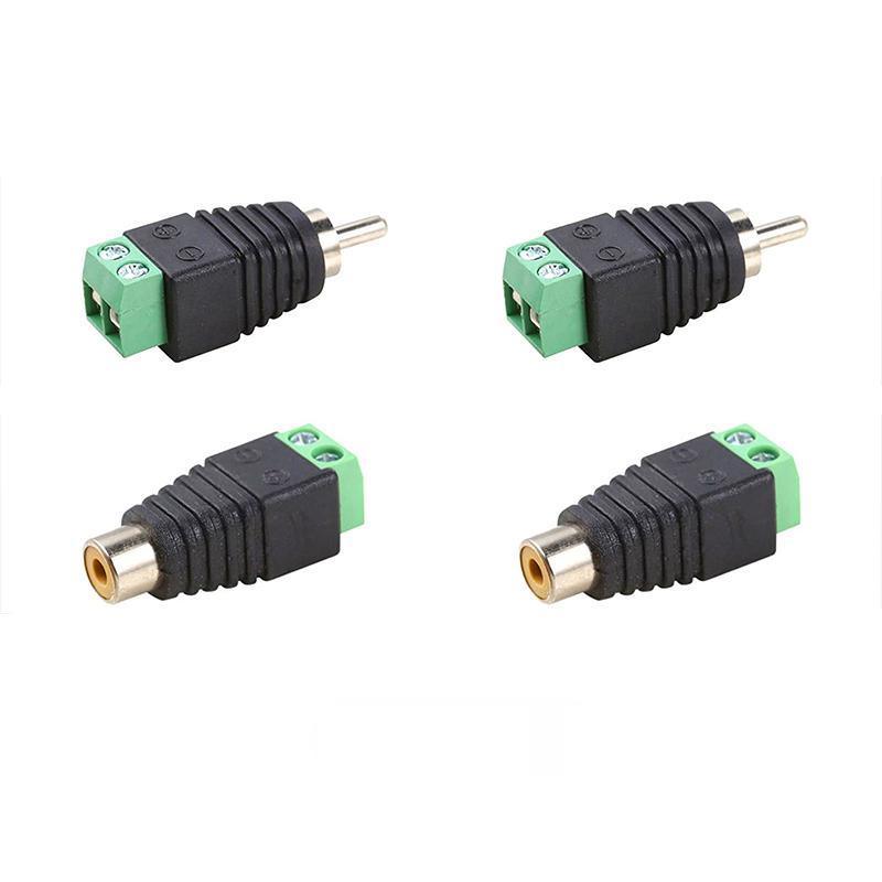 2/4 Pair Speaker Wire cable to female & male RCA Adapter Connector Jack Plug LED - 2 PAIRS V528-RCAADAPTERJACK-2PAIRS-476475