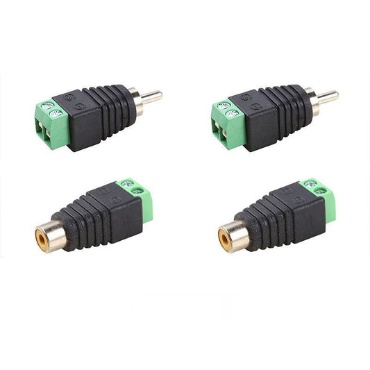 2/4 Pair Speaker Wire cable to female & male RCA Adapter Connector Jack Plug LED - 2 PAIRS V528-RCAADAPTERJACK-2PAIRS-476475