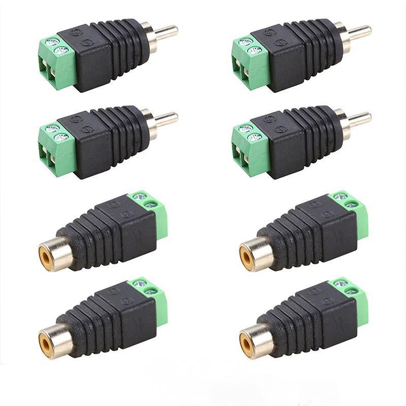2/4 Pair Speaker Wire cable to female & male RCA Adapter Connector Jack Plug LED - 2 PAIRS V528-RCAADAPTERJACK-2PAIRS-476475