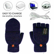 USB Heated Half Finger Gloves Winter Warm Knitted Gloves for Typing and Office Use - Navy V528-RECHARGEABLEMITTEN-314804-1