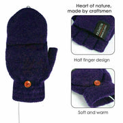 USB Heated Half Finger Gloves Winter Warm Knitted Gloves for Typing and Office Use - Navy V528-RECHARGEABLEMITTEN-314804-1