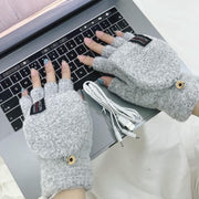 USB Heated Half Finger Gloves Winter Warm Knitted Gloves for Typing and Office Use - Navy V528-RECHARGEABLEMITTEN-314804-1