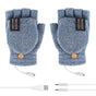 USB Heated Half Finger Gloves Winter Warm Knitted Gloves for Typing and Office Use - Blue V528-RECHARGEABLEMITTEN-BLUE-465051