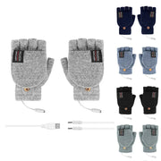 USB Heated Half Finger Gloves Winter Warm Knitted Gloves for Typing and Office Use - Blue V528-RECHARGEABLEMITTEN-BLUE-465051