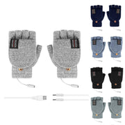 USB Heated Half Finger Gloves Winter Warm Knitted Gloves for Typing and Office Use - Green V528-RECHARGEABLEMITTEN-GREEN-137337