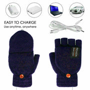 USB Heated Half Finger Gloves Winter Warm Knitted Gloves for Typing and Office Use - Green V528-RECHARGEABLEMITTEN-GREEN-137337