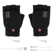 USB Heated Half Finger Gloves Winter Warm Knitted Gloves for Typing and Office Use - Green V528-RECHARGEABLEMITTEN-GREEN-137337
