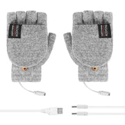 USB Heated Half Finger Gloves Winter Warm Knitted Gloves for Typing and Office Use - Green V528-RECHARGEABLEMITTEN-GREEN-137337