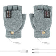 USB Heated Half Finger Gloves Winter Warm Knitted Gloves for Typing and Office Use - Green V528-RECHARGEABLEMITTEN-GREEN-137337