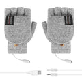 USB Heated Half Finger Gloves Winter Warm Knitted Gloves for Typing and Office Use - Grey V528-RECHARGEABLEMITTEN-GREY-726413