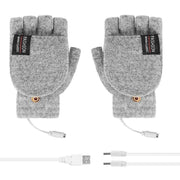 USB Heated Half Finger Gloves Winter Warm Knitted Gloves for Typing and Office Use - Grey V528-RECHARGEABLEMITTEN-GREY-726413