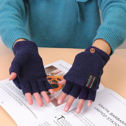 USB Heated Half Finger Gloves Winter Warm Knitted Gloves for Typing and Office Use - Grey V528-RECHARGEABLEMITTEN-GREY-726413